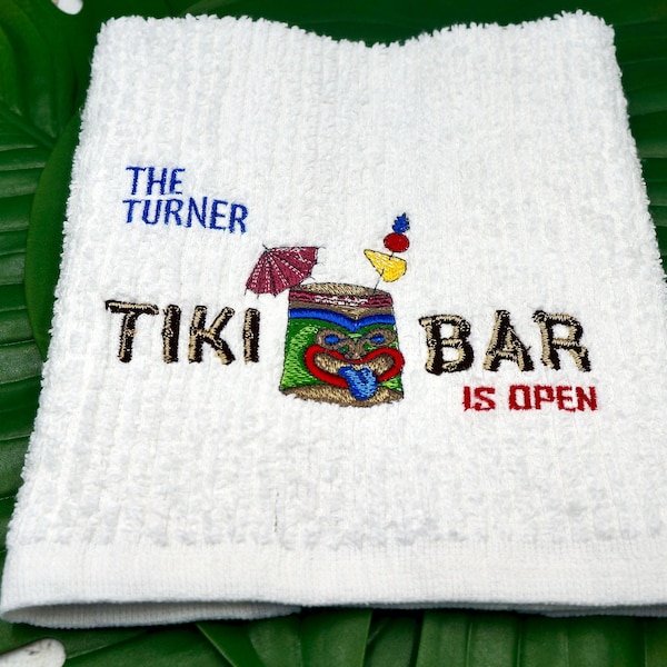 Embroidered Personalized Tiki Bar Towel