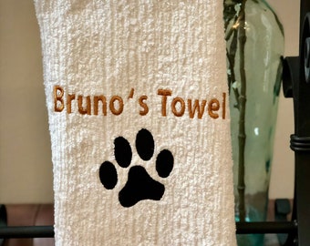 Embroidered Personalized Dog’s Towel Paw Print Towel