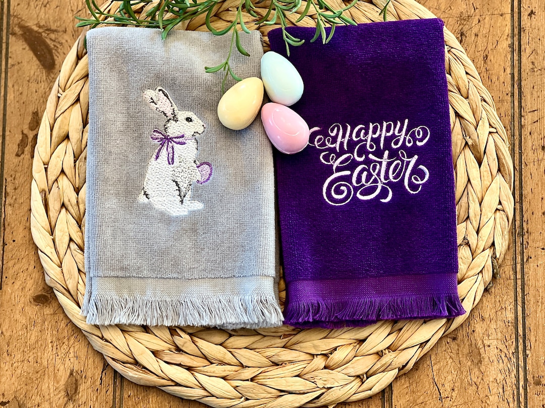 Embroidered Easter Bunny With Easter Egg and happy Easter Fingertip