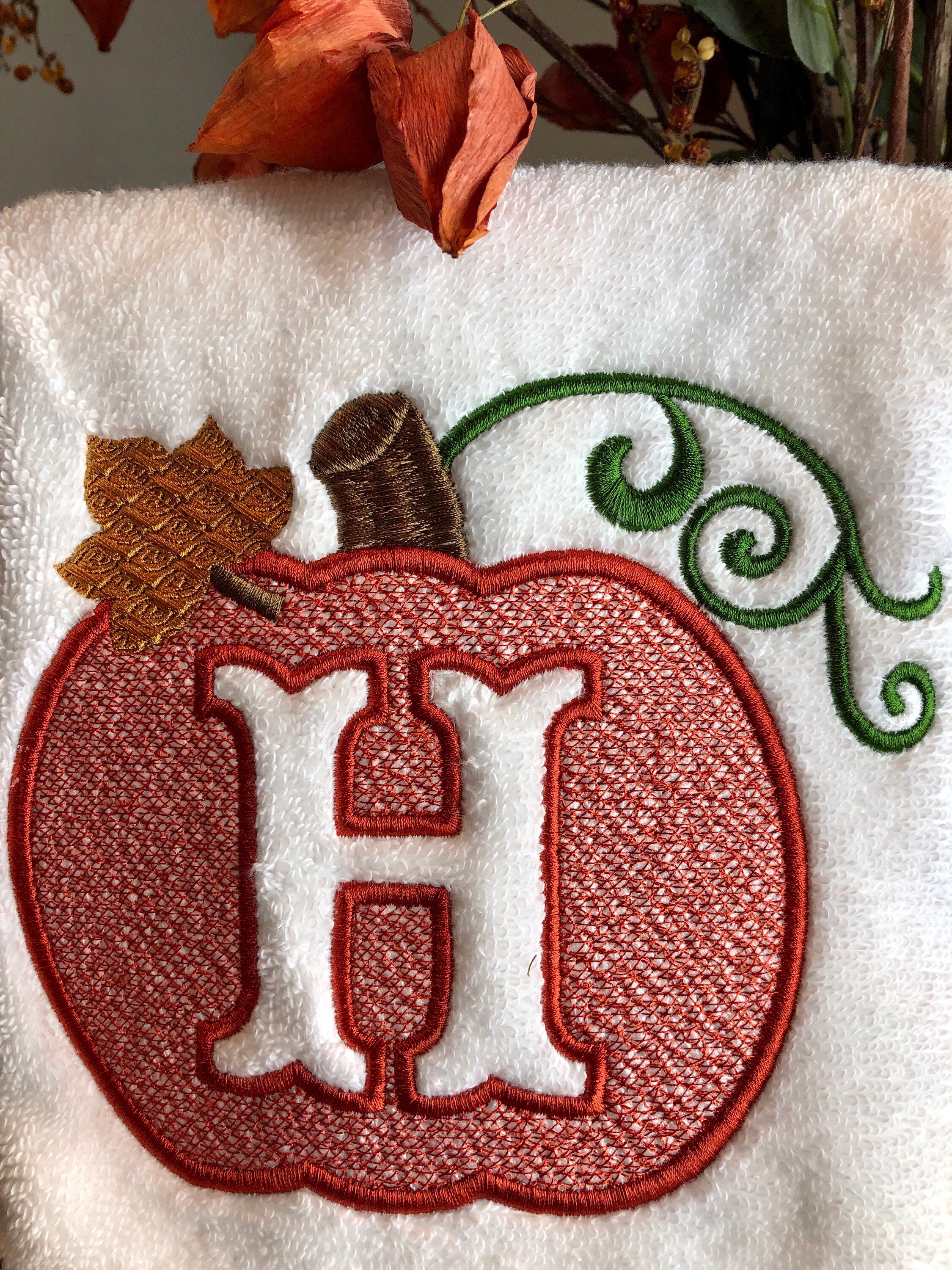 Embroidered monogrammed fall autumn pumpkin hand towel etsy uk Embroidered monogrammed fall autumn pumpkin hand towel etsy uk