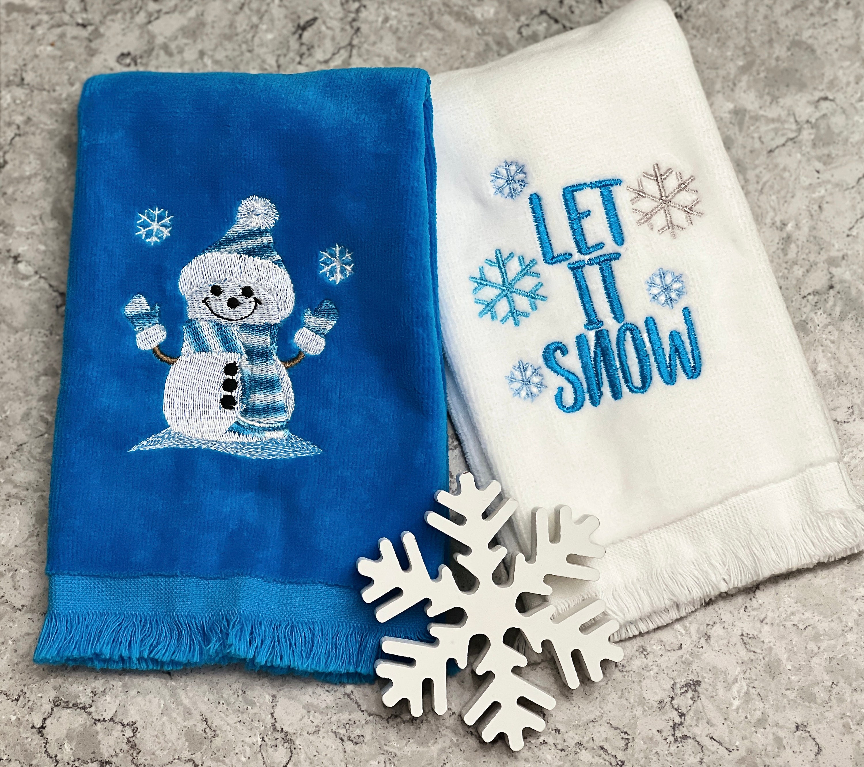 Blue Fingertip Towel Etsy