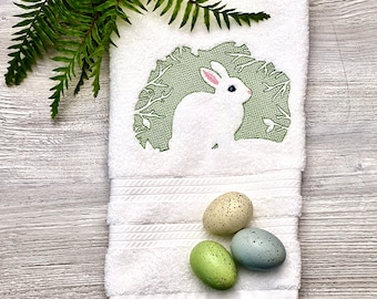 Embroidered Spring Easter Bunny Embossed Hand Towel