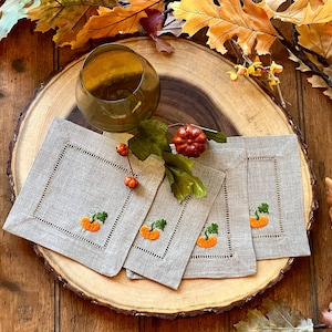 Embroidered Cinderella Pumpkin Cocktail Napkins/Coasters Set of Four