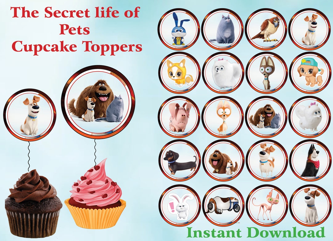 Instant Download the Secret Life of Pets Cupcakes Toppers , the Secret