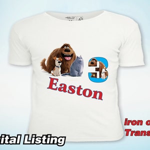 The secret life of Pets  T-shirt,  The secret life of Pets party, The secret life of Pets personalized T-shirt – Printable