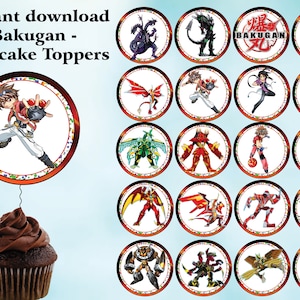 Instant download  Bakugan cupcakes toppers ,  Bakugan party, Bakugan birthday – Printable