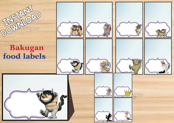 Instant Download Where the Wild Things Are Food Labels - Etsy