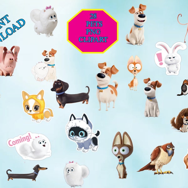 Instant download  The secret life of Pets clipart , The secret life of Pets party , The secret life of Pets  birthday – Printable