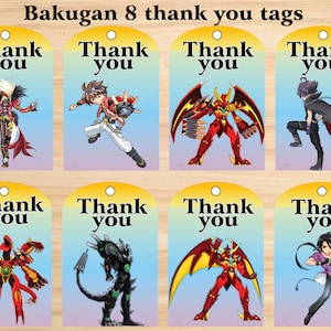 Instant download  Bakugan thank you tags ,  Bakugan party, Bakugan birthday – Printable