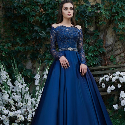 Dark Royal Blue Evening Dresses Long 