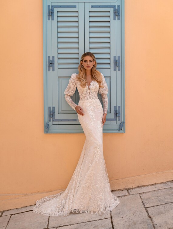 Vestido de novia sirena falda desmontable vestido de novia | Etsy España