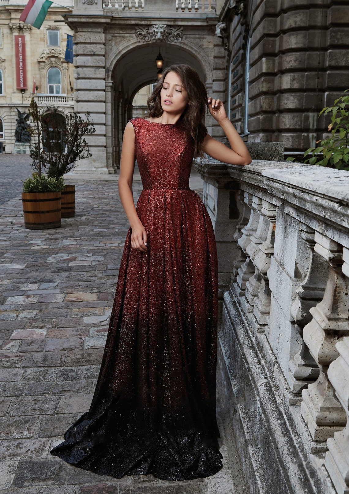 Burgundy Evening Dress Burgundy Bridesmaid Dress Wine image 1