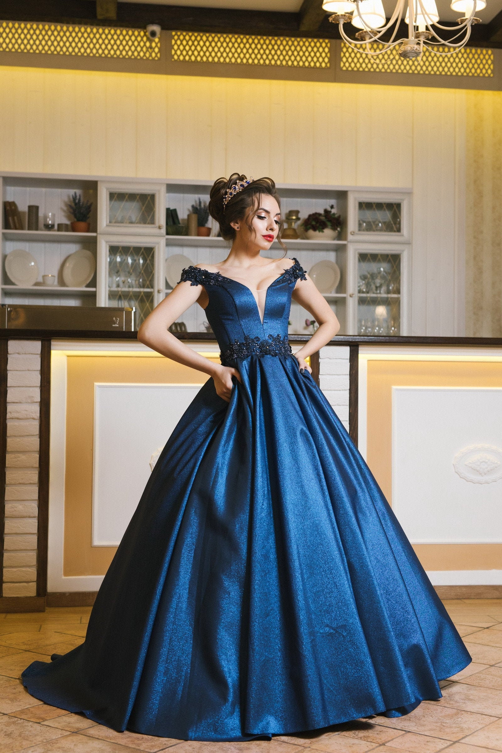 Electric Blue Silk Georgette Midi Dress - Women - Ready-to-Wear