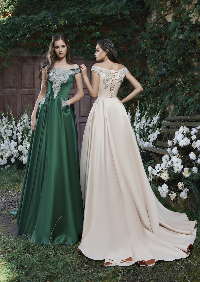 Evening Dress with Crystal Beading Modest Bridesmaid dress image 0