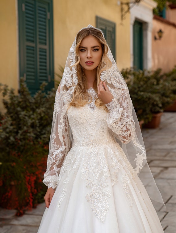 Vestido de novia de línea A vestido de novia de cuello en V - Etsy México Vestido de novia de línea A vestido de novia de cuello en V - Etsy México