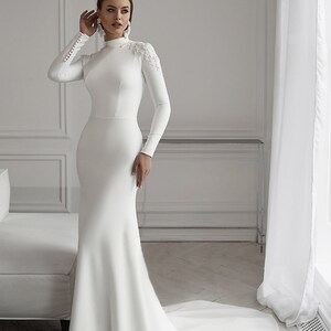 Wedding Dress Simple, Minimalistic Style, Long Sleeve Wedding Dress ...