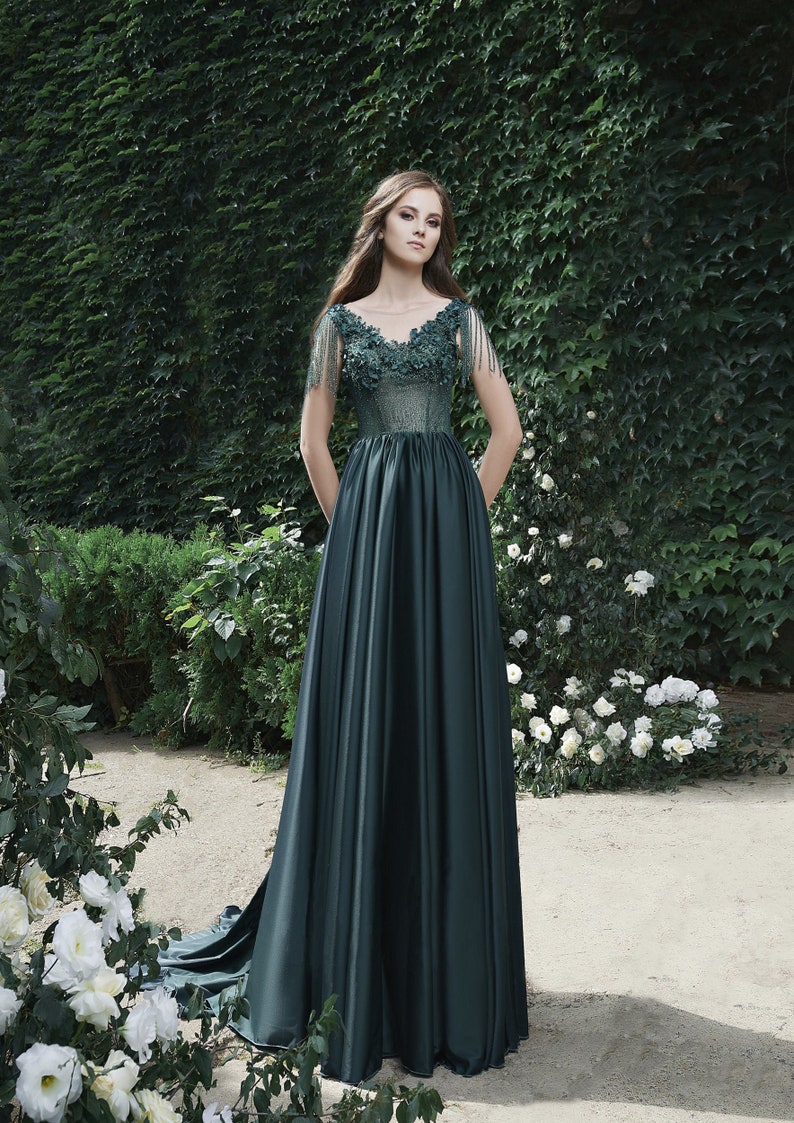 Green Prom Dress Ball Gown Evening Gown Graduation Party image 0