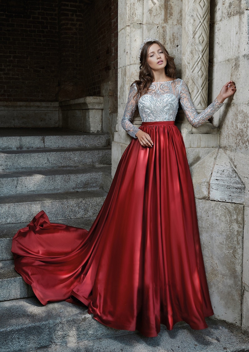 Satin Red Dress Red Woman Dress Red Evening Dress Inspired image 0