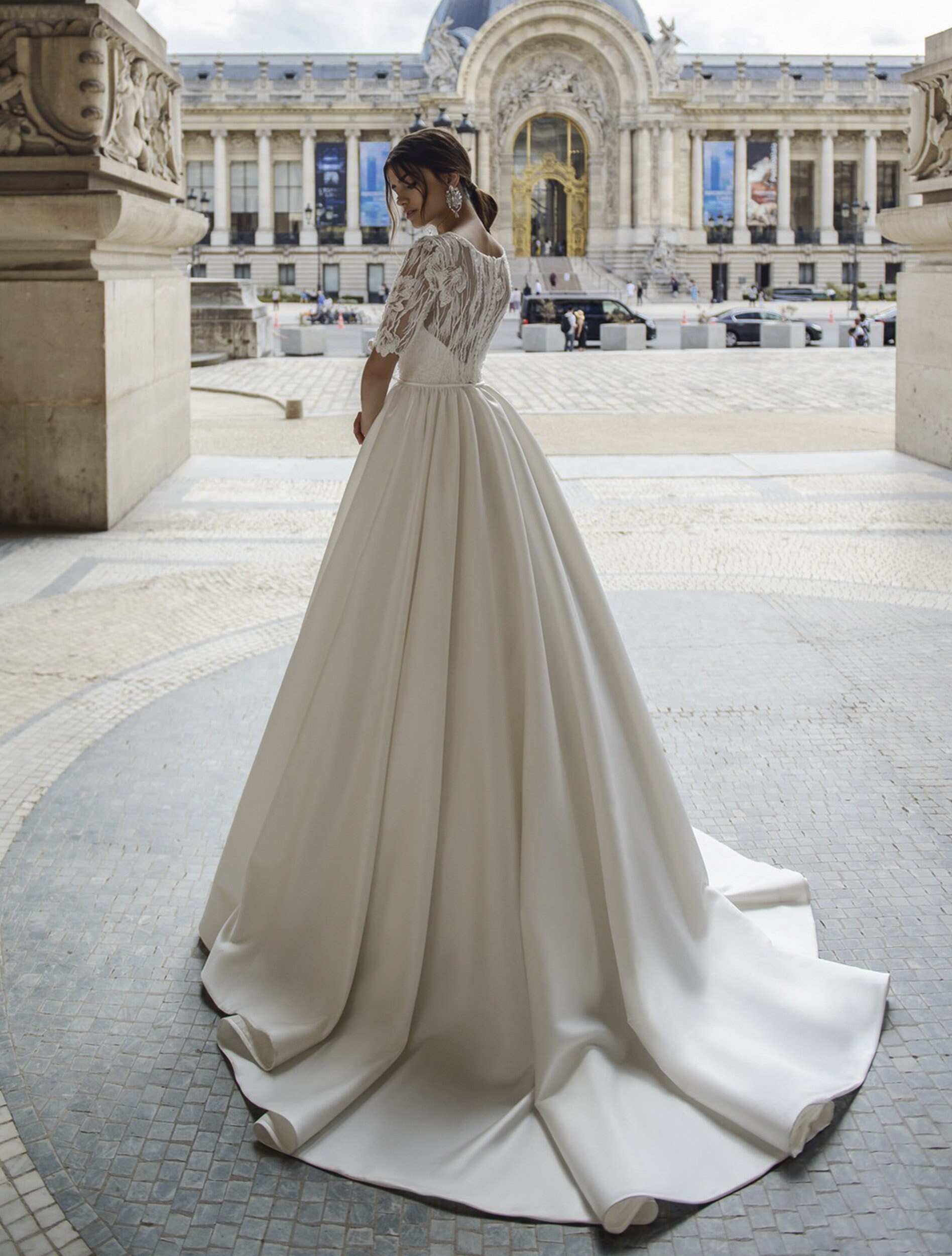 long sleeve beige gown