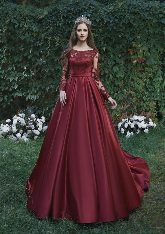Elegant Long Dress, A-line Evening Dress, Prom Dress, Satin and