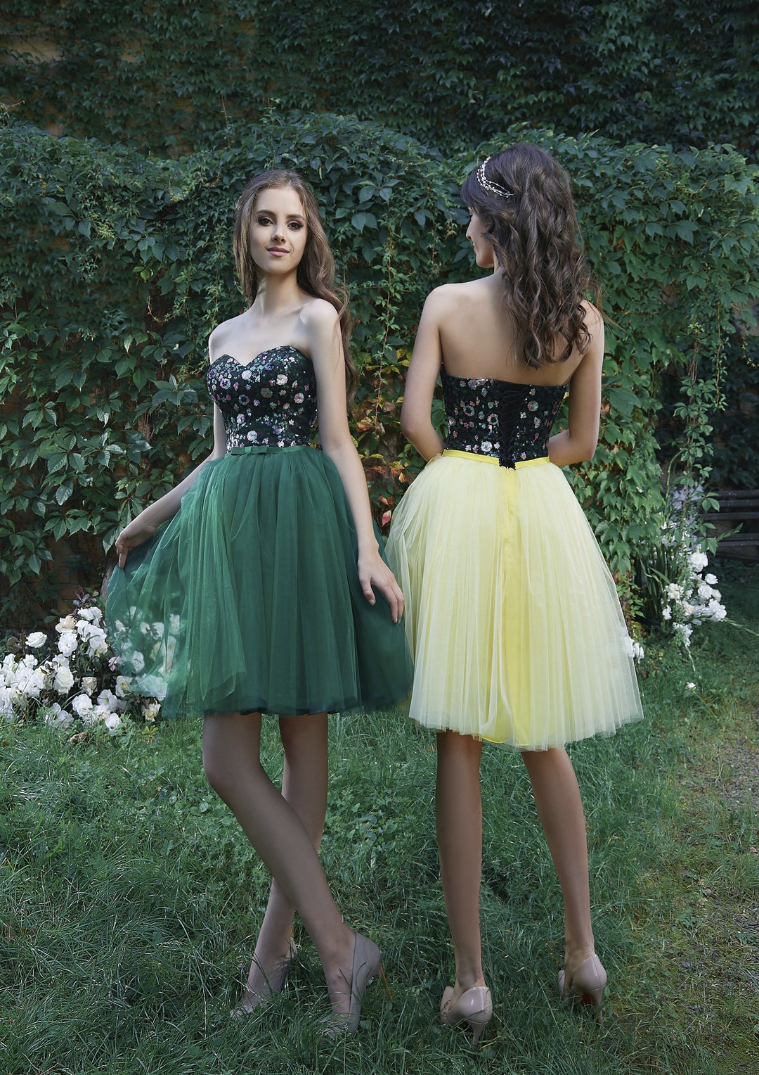 Green Midi Evening Dress Corset Prom Dress Fairy Prom Dress Etsy