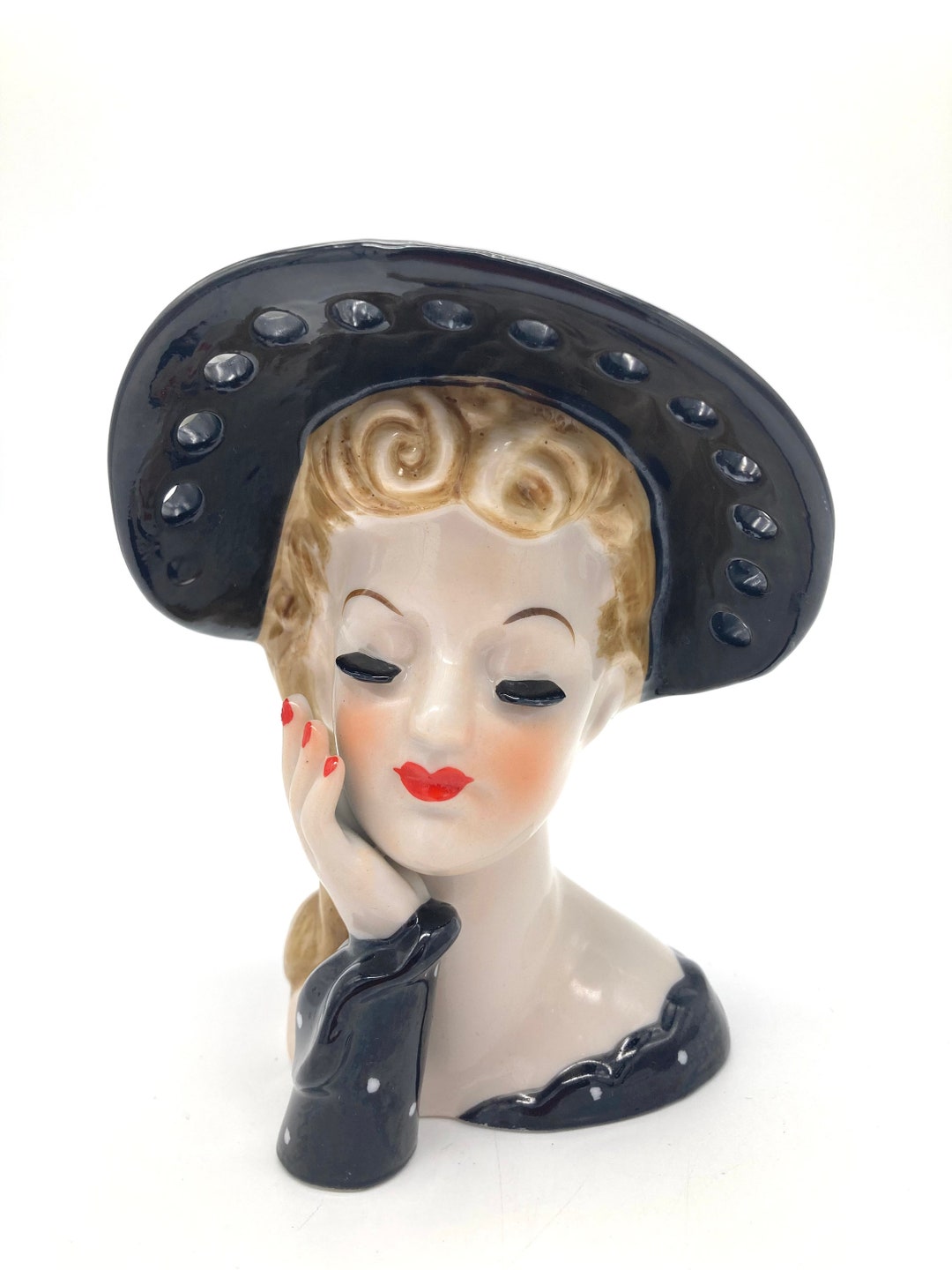 Vintage Hand Painted Porcelain Lady Head Vase Planter 5 S569B Etsy