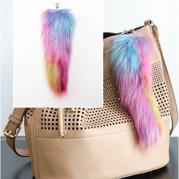 Fox And Friends Collection Raccoon Tail Keychain Size 45-50 cm.