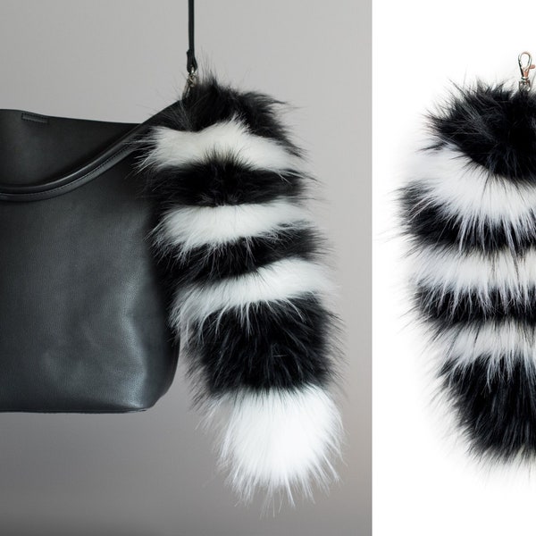 Fox And Friends Collection Raccoon Tail Keychain Size 45-50 cm.