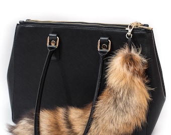 Large Fox Tail Keyring, Authentic Fur Handbag Charm