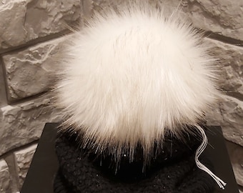 Taille S-XXL Fausse fourrure (beige clair) pompon 4-7 pouces/11-18 cm