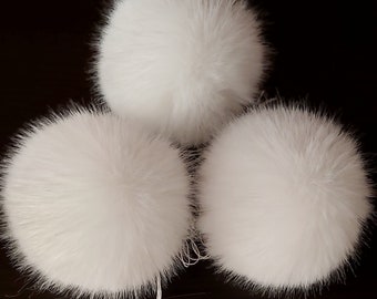 Size S-XXL Faux Fur ( White ) Pom Pom 4-7 Inches / 11-18 CM