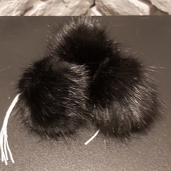 Angora rabbit, fake fur, 5-6CM,( Black ) Very soft, short hair, great for a children's hat, high quality.