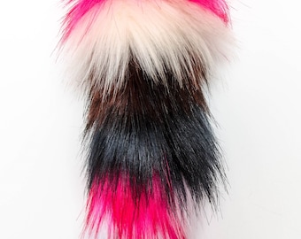 Faux Fur Tail Keychain: Handmade Bag Charm (47-51cm)