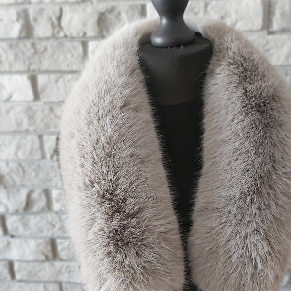 Ready to Ship Faux Fur Vegan Trim Hood 80Cm, Faux Fur CollarTrim, Fur Ffabric Fur Ruff, Faux Fur Hood, hood furJacket, Fur Stripe Fur