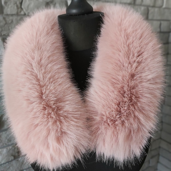 Ready to Ship Faux Fur Vegan Trim Hood 80 Cm, Faux Fur Collar Trim, Fur Ffabric Fur Ruff, Faux Fur Hood, Hood Fur Jacket, Fur Stripe, Fur