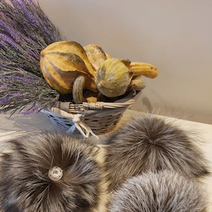 Pompon di pelliccia di volpe, grandi palline di pelliccia con pompon, pompon di pelliccia naturale, copricapi, pompon per toque, accessori per maglieria.