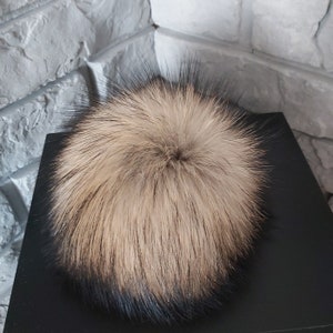 Pompon in pelliccia di volpe Rooccon, pompon soffice per cappello, pompon in pelliccia grande, pompon in vera pelliccia per cappello.