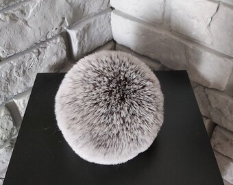 Faux Fur Chinchilla Pompom Size S-XXL Faux Fur Pom Pom ( Grey Cream ) 4-7 Inches / 11-18 CM