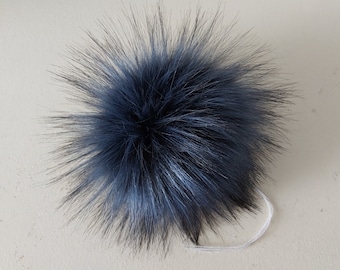 Pompon en fausse fourrure taille S-XXL (bleu noir) 4-7 pouces/11-18 cm