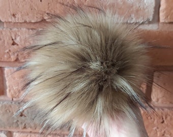 Size S-XXL Faux Fur ( Light Brown ) Pom Pom 4-7 Inches / 11-18 CM