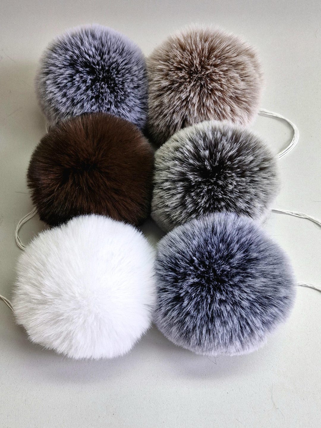 Single Fur String Chinchilla Faux Fur Pom Pom With String - Etsy