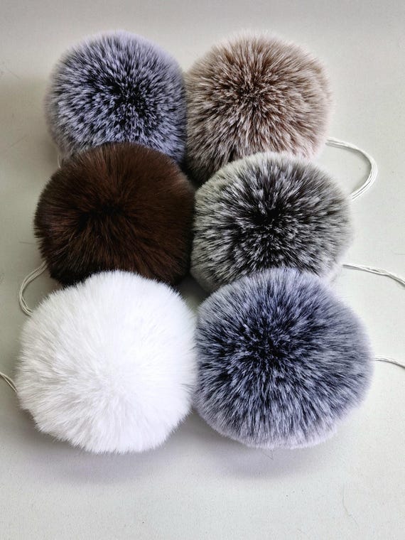 Chinchilla Faux Fur Pom Pom With String - Etsy display picture 1