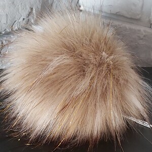 Taille S-XXL Beige, fil doré Pom Pom en fausse fourrure 4-7 pouces / 11-18 CM image 2