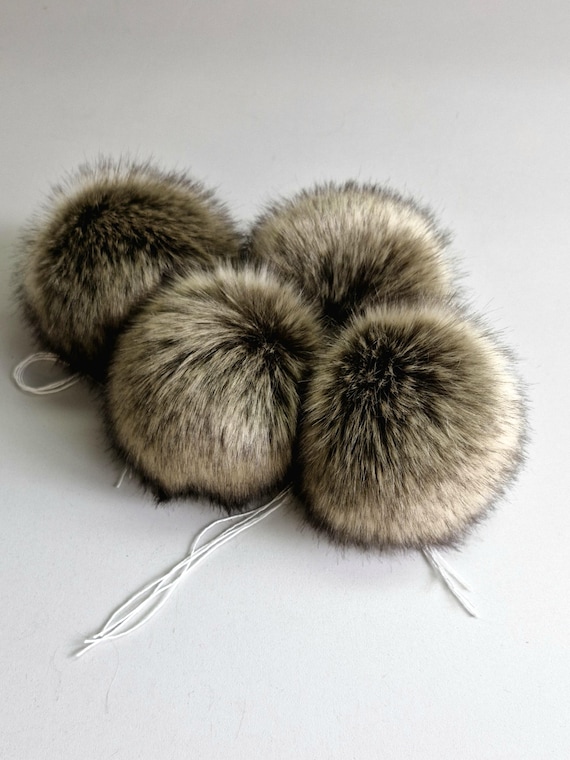 Brown Faux Fur Pom Pom With String – Vegan Angora Soft  display picture 1