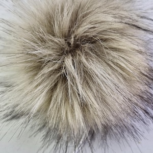 Beige Kunstpelz Pom Pom mit Krawatte | Weiches langes Haar