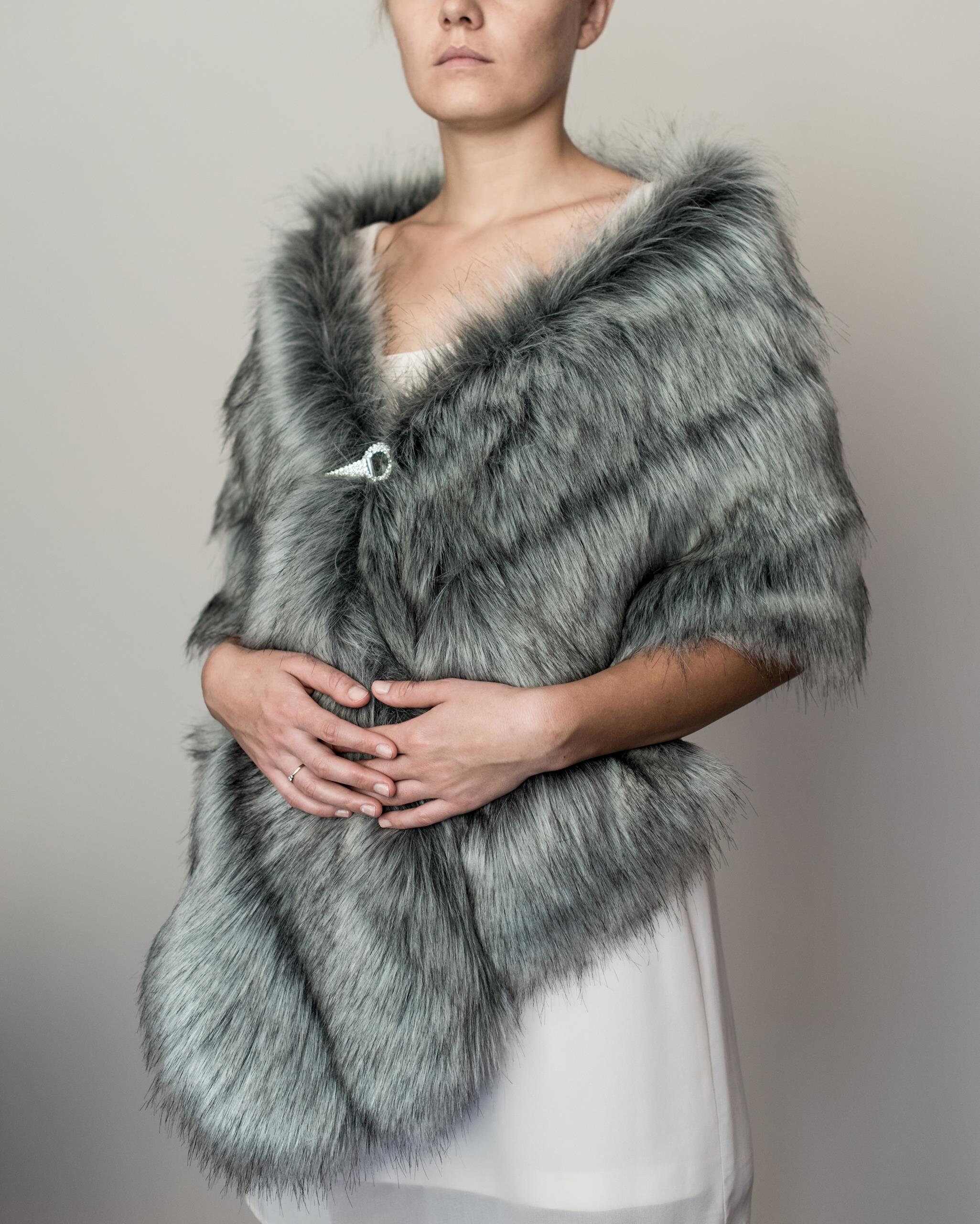 Grey faux fur wrap best sale