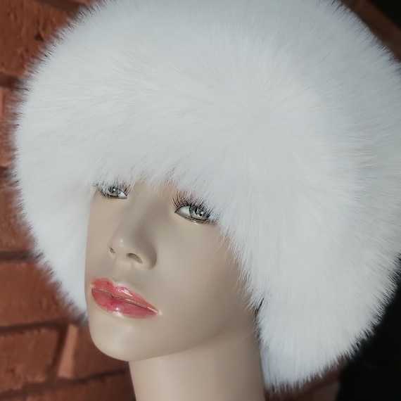 Elegant White Faux Fur Winter Hat Visland Women Faux Fur Hat, Fashion Casual Solid Color Soft  main image 2