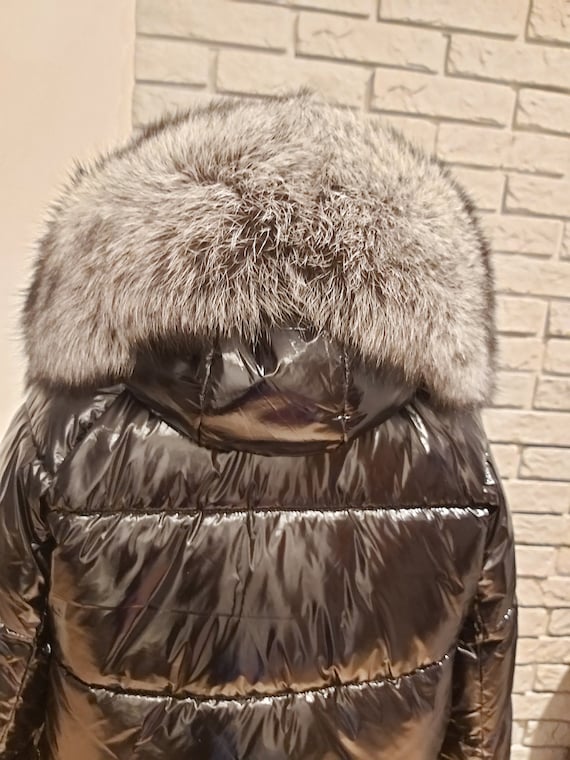ジャケット・アウター CLANE HOOD FUR COAT Silver Fox Fur Coat 3/4 Length Hooded Fully Let out