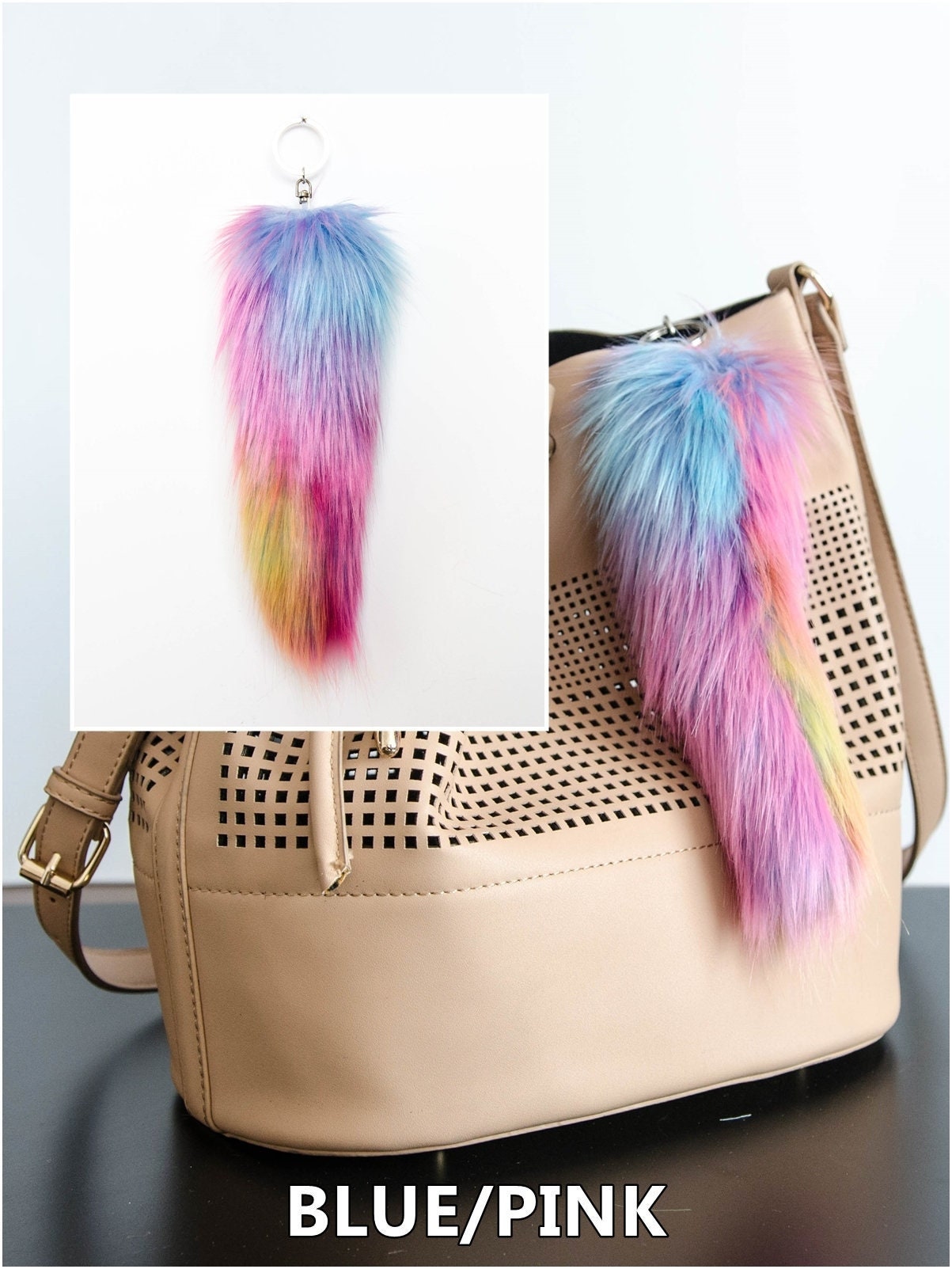 Fox and Friends Collection Raccoon Tail Keychain Size 45-50 