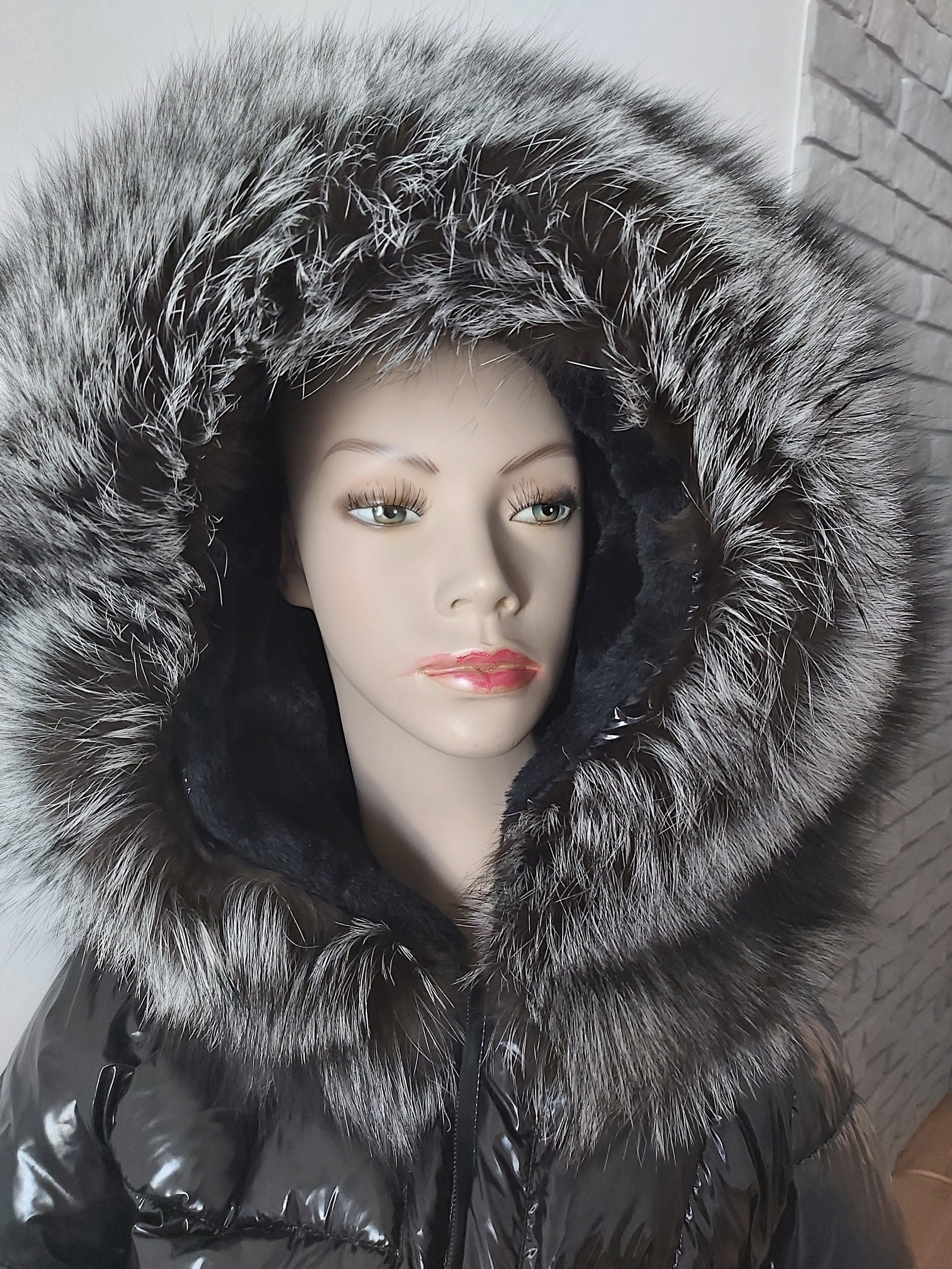 By Order XL Real Silver Fox Fur Trim Hood, Large Fur Collar Trim